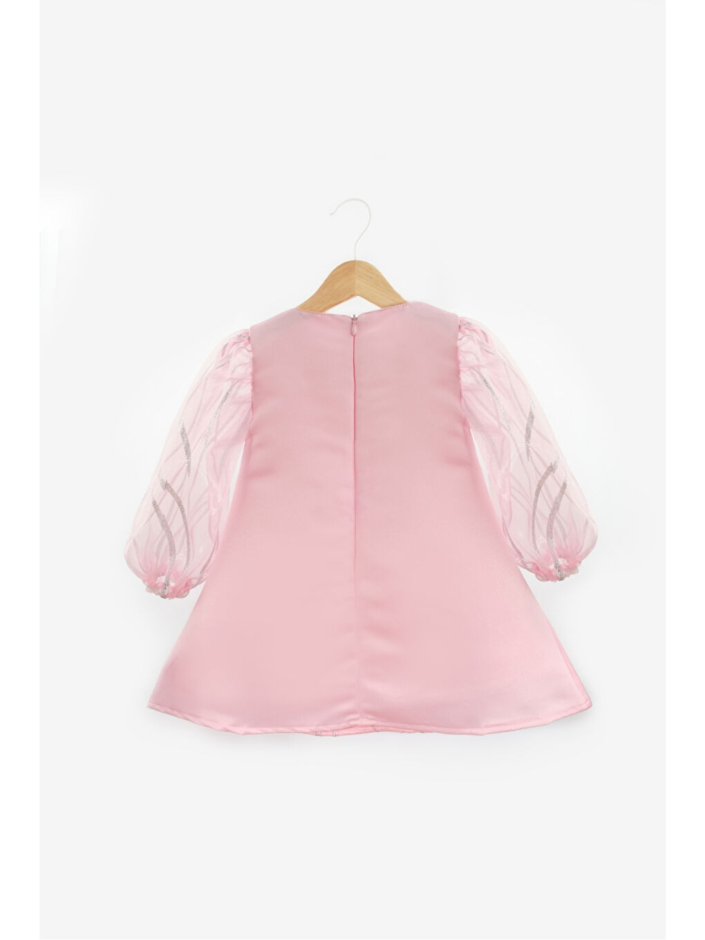 Pembe Sim Detaylı Kız Çocuk Elbise - Corrine-4