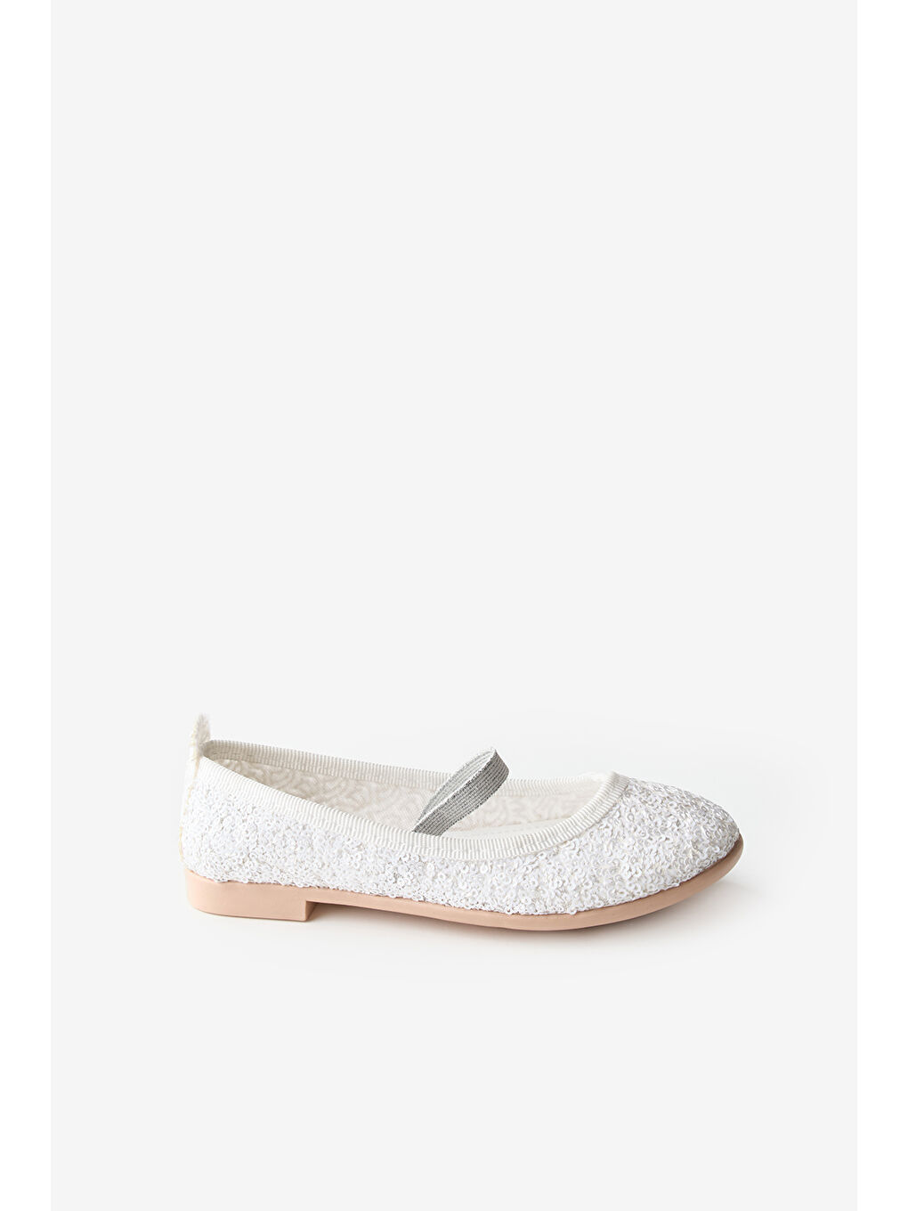 Beyaz Payetli Kız Çocuk Babet-1