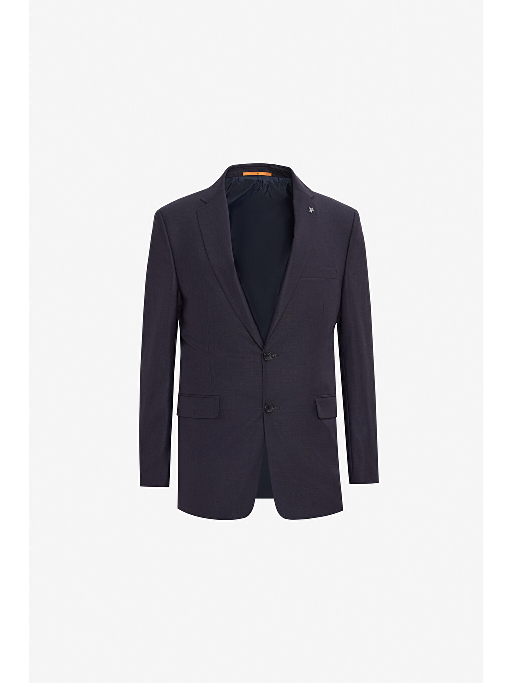 Erkek Lacivert Yünlü Slim Fit Dar Kesim Mono Yaka Kapak Cepli Takım Elbise-7