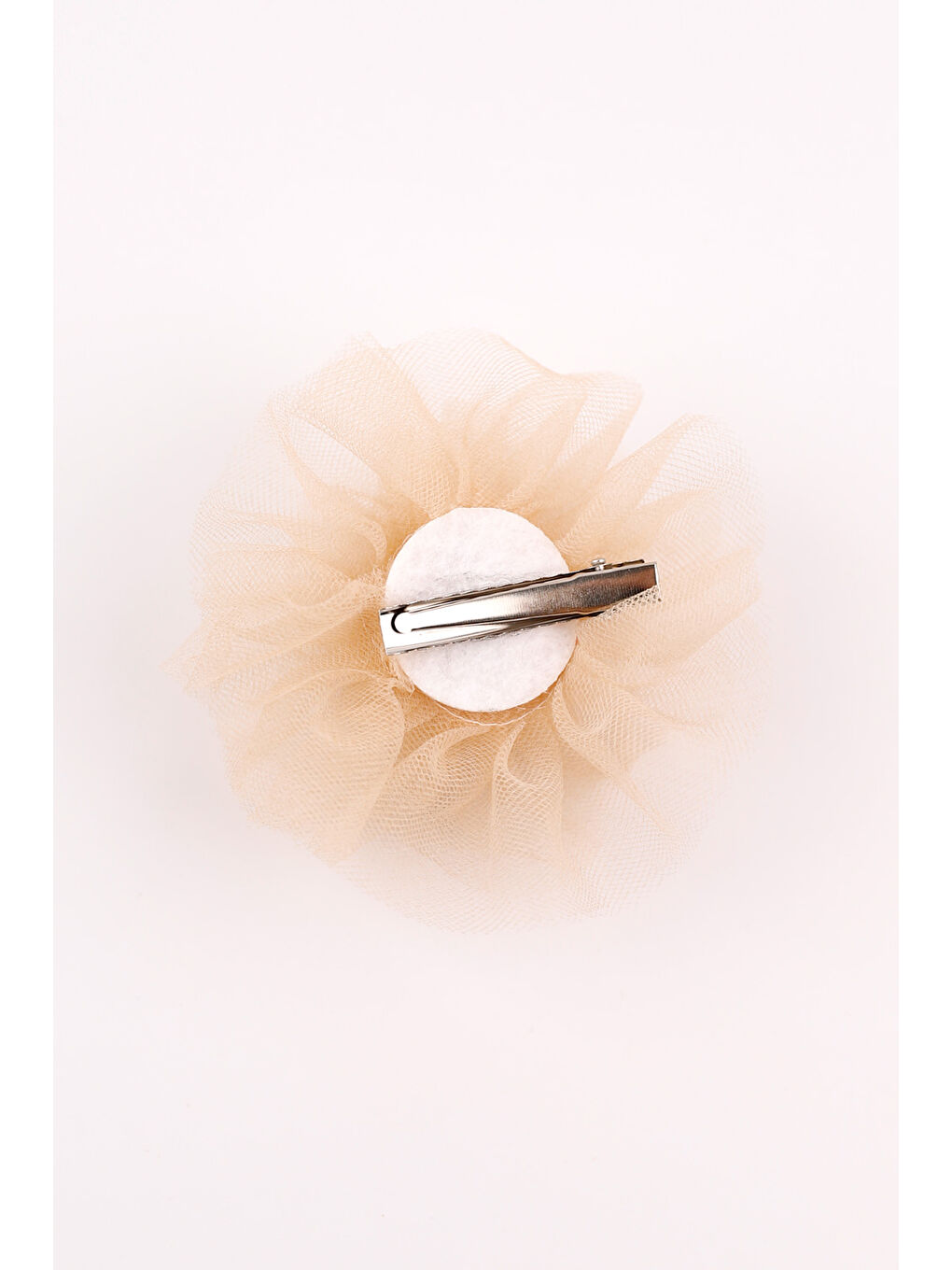 Bej Tül Çiçek Kız Çocuk Klips Toka-1