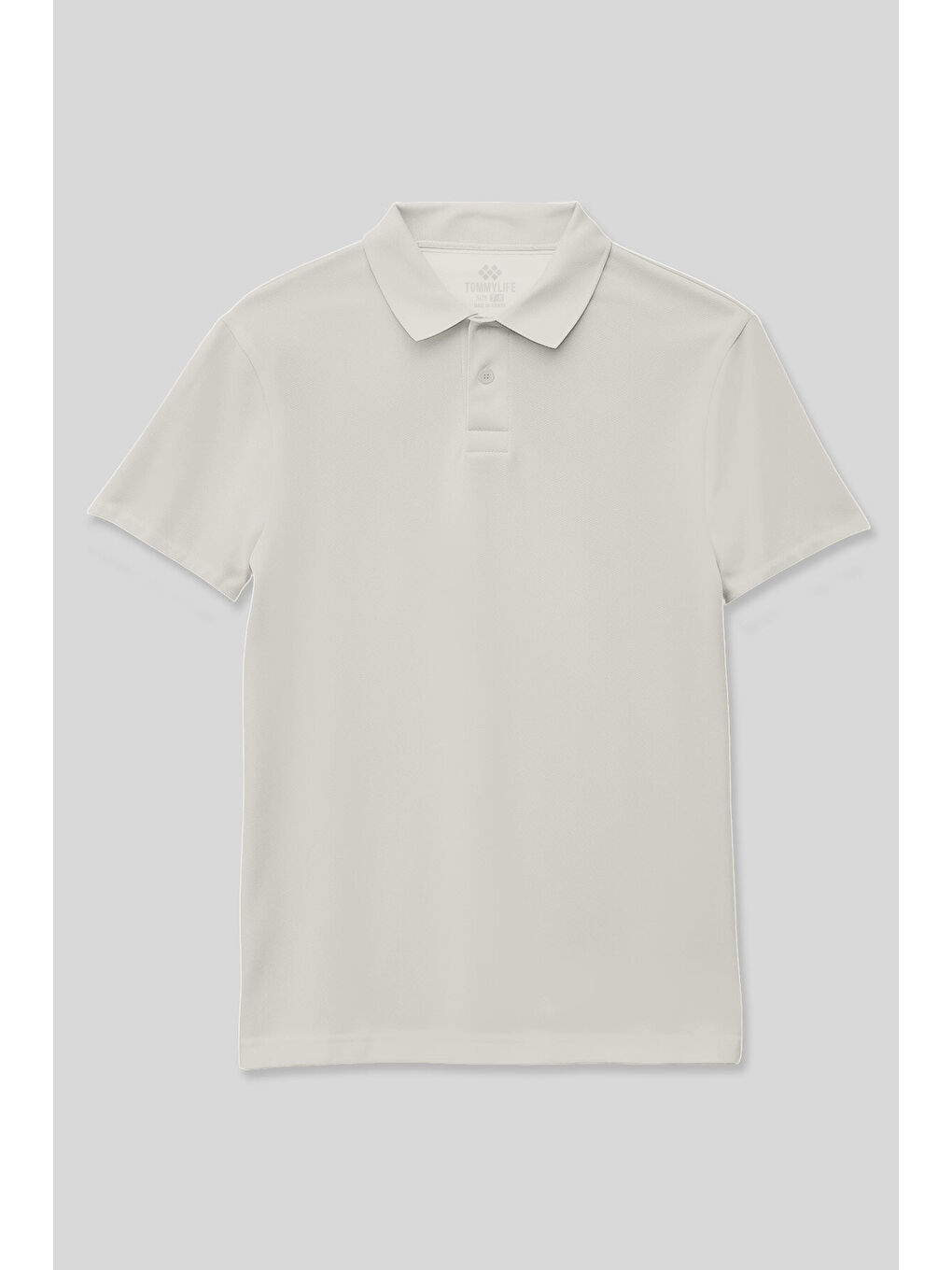 Ekru Polo Yaka Standart Fit Basic Unisex T-Shirt - 11330