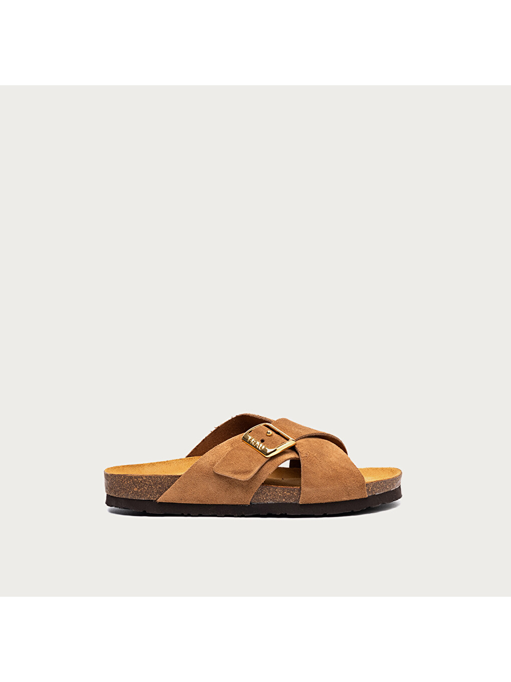 Kahverengi Kadın Terlik 17b3 Velour-s Suede Crossover-strap Slıders