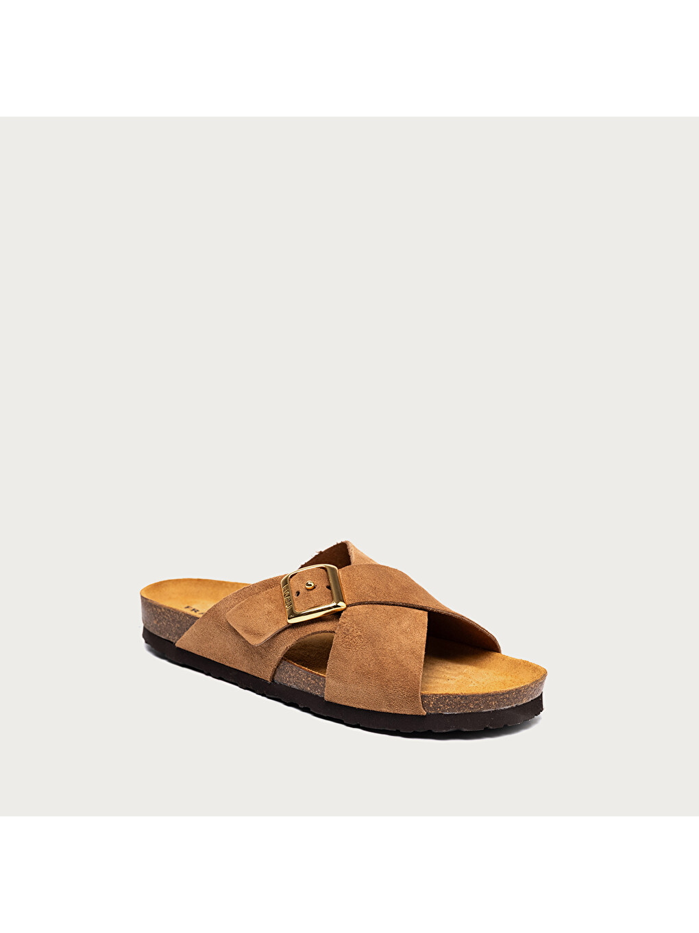 Kahverengi Kadın Terlik 17b3 Velour-s Suede Crossover-strap Slıders-1