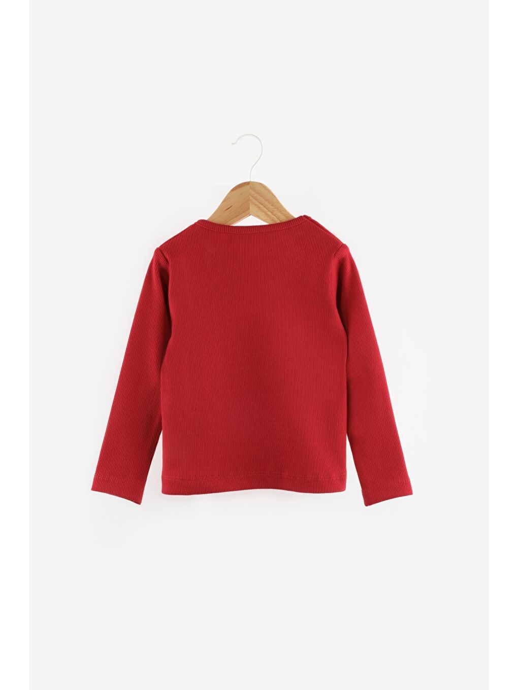 Kırmızı Kalp Nakışlı Fitilli Kız Çocuk Tişört-1