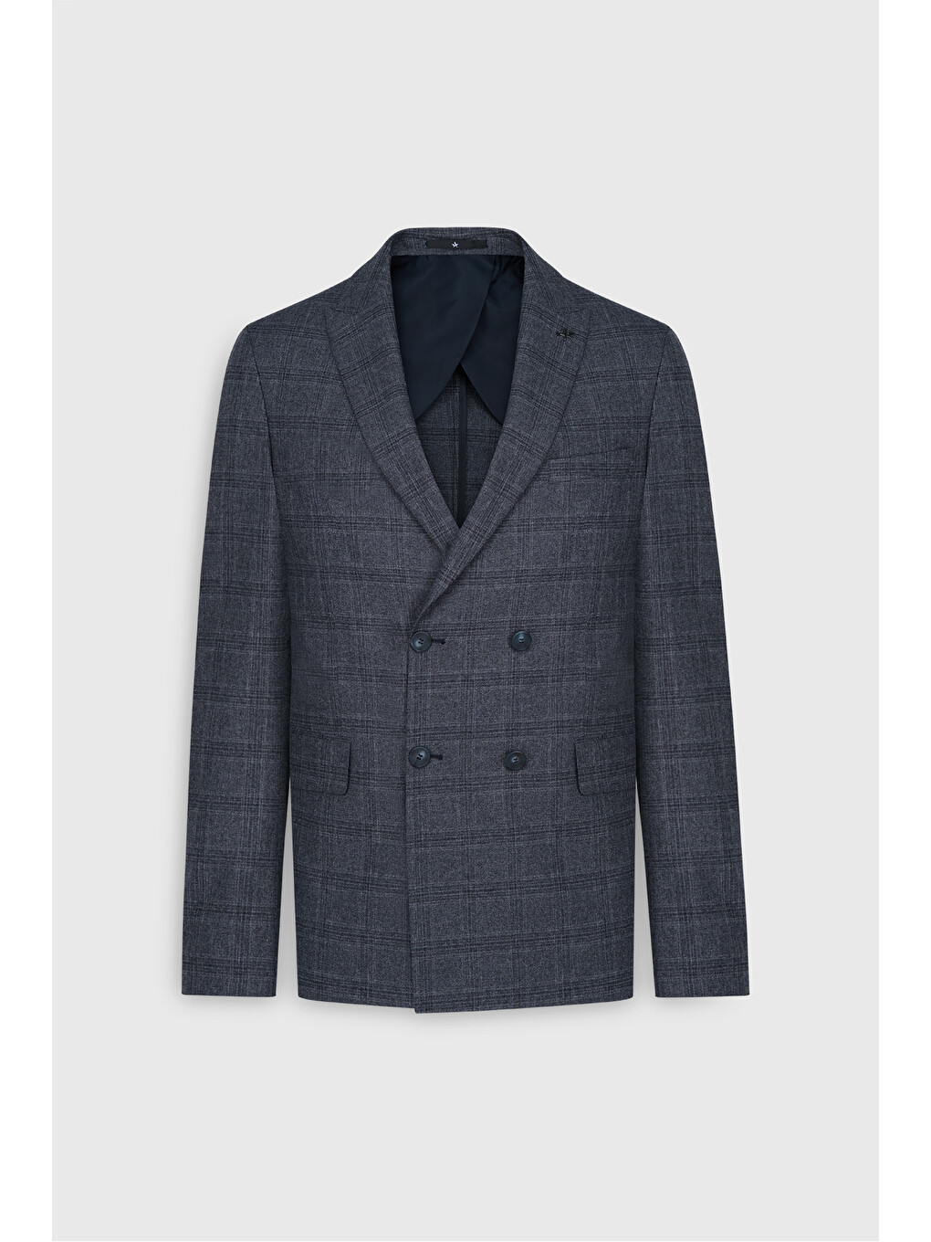 Erkek Koyu Gri Slim Fit Dar Kesim Kırlangıç Yaka Kareli Kapak Cepli Esnek Takım Elbise-8