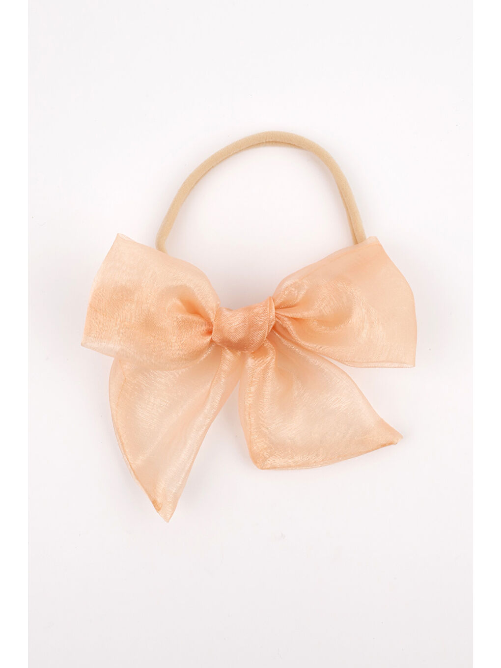 Pembe Somon Organze Fiyonk Kız Çocuk Saç Bandı-1