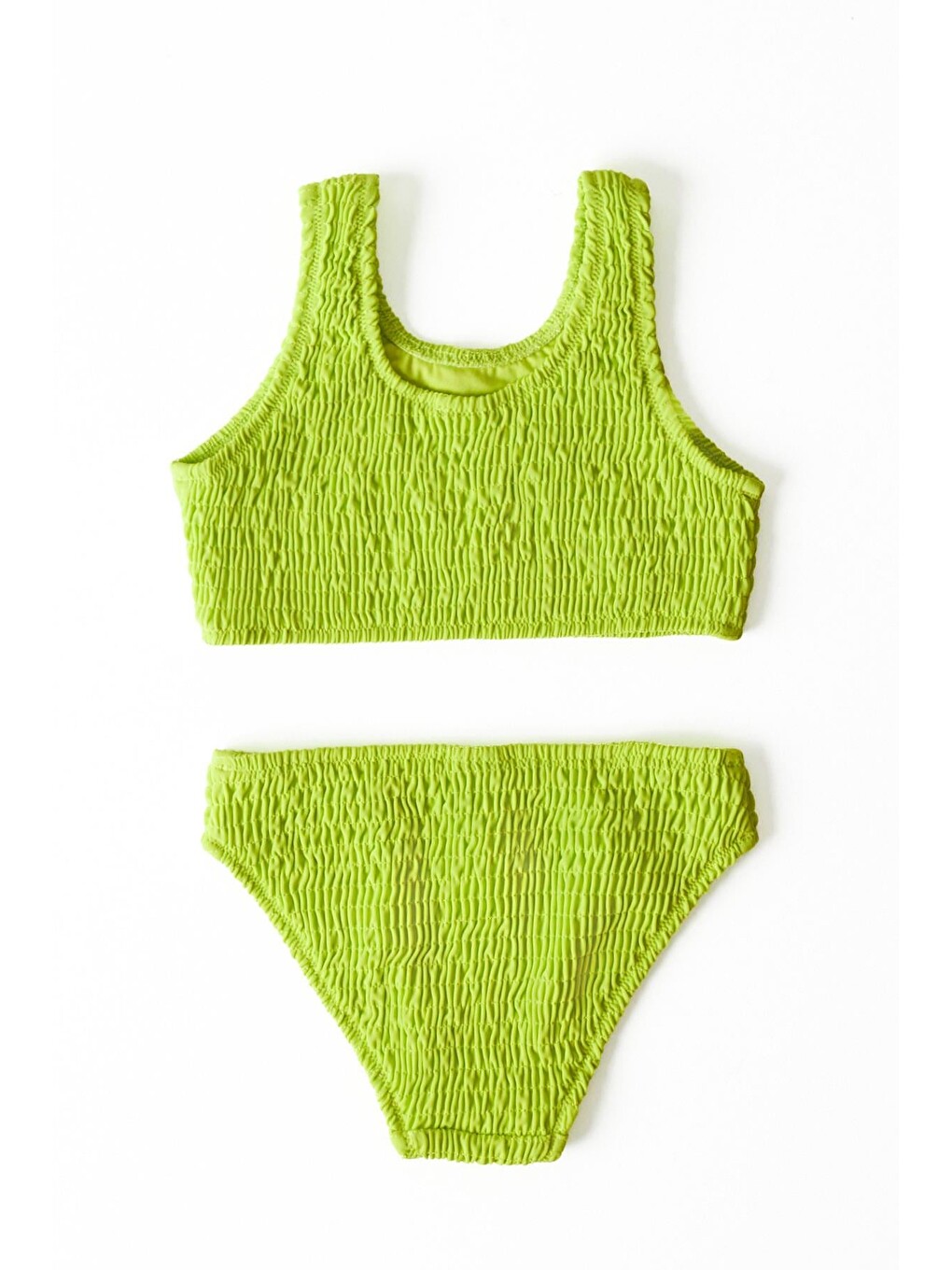 Kız Çocuk Yeşil Renkli Gipe Detaylı Bikini Takım