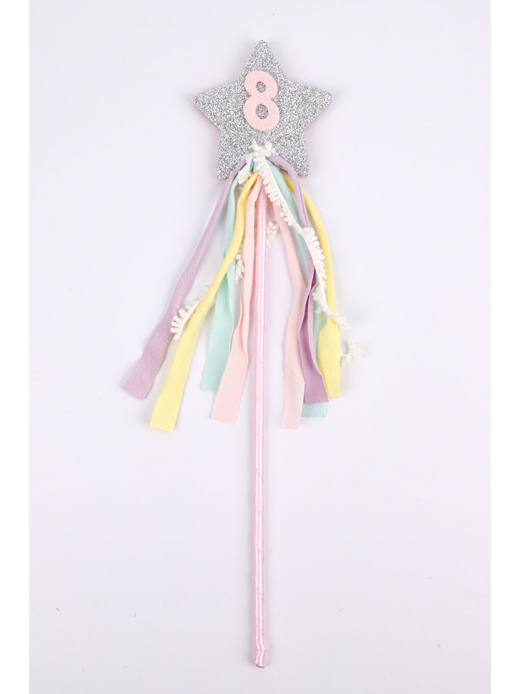 Pembe 8 Yaş Püsküllü Yıldız Kız Çocuk Parti Asa Taç Set-1