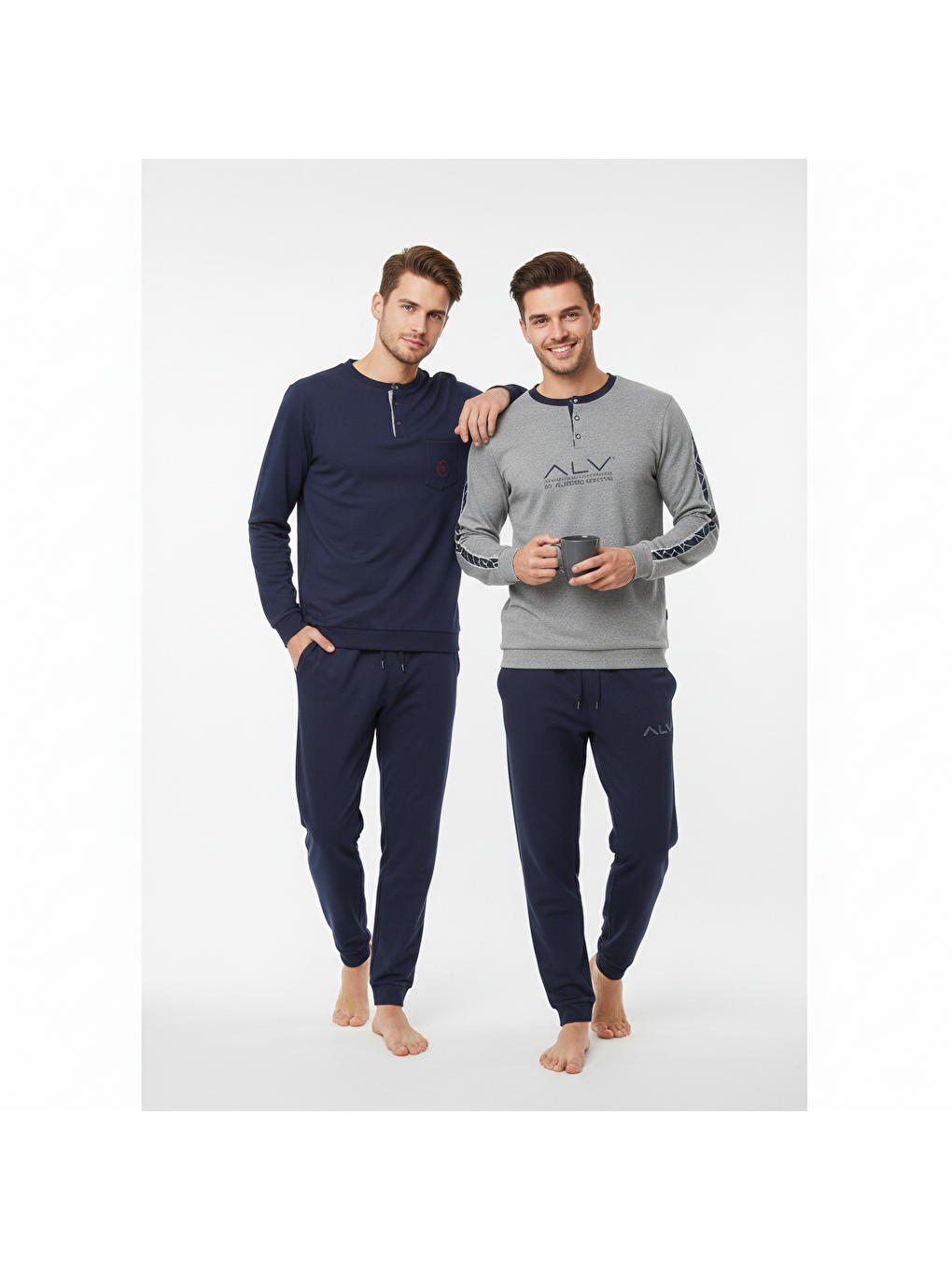 Karışık Erkek Pamuklu Bohçalık Ve Çeyizlik 2 Adet 2'li Pijama Takımı ( Al007 V1, Al003 V2 ) Bb2477-3