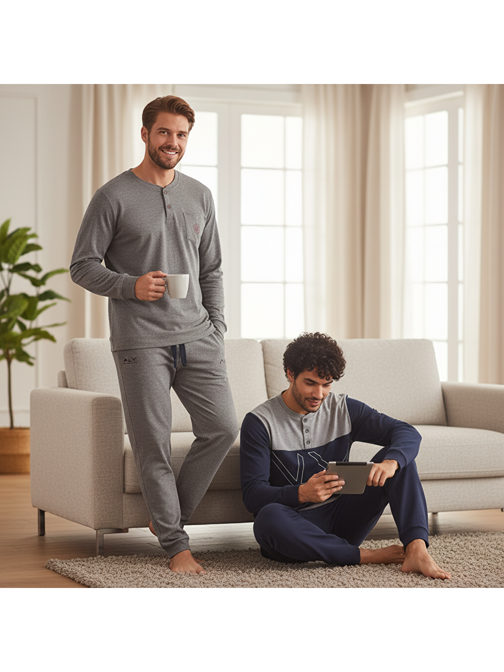 Karışık Erkek Pamuklu Bohçalık Ve Çeyizlik 2 Adet 2'li Pijama Takımı ( Al007 V2, Al008 V2 )-3