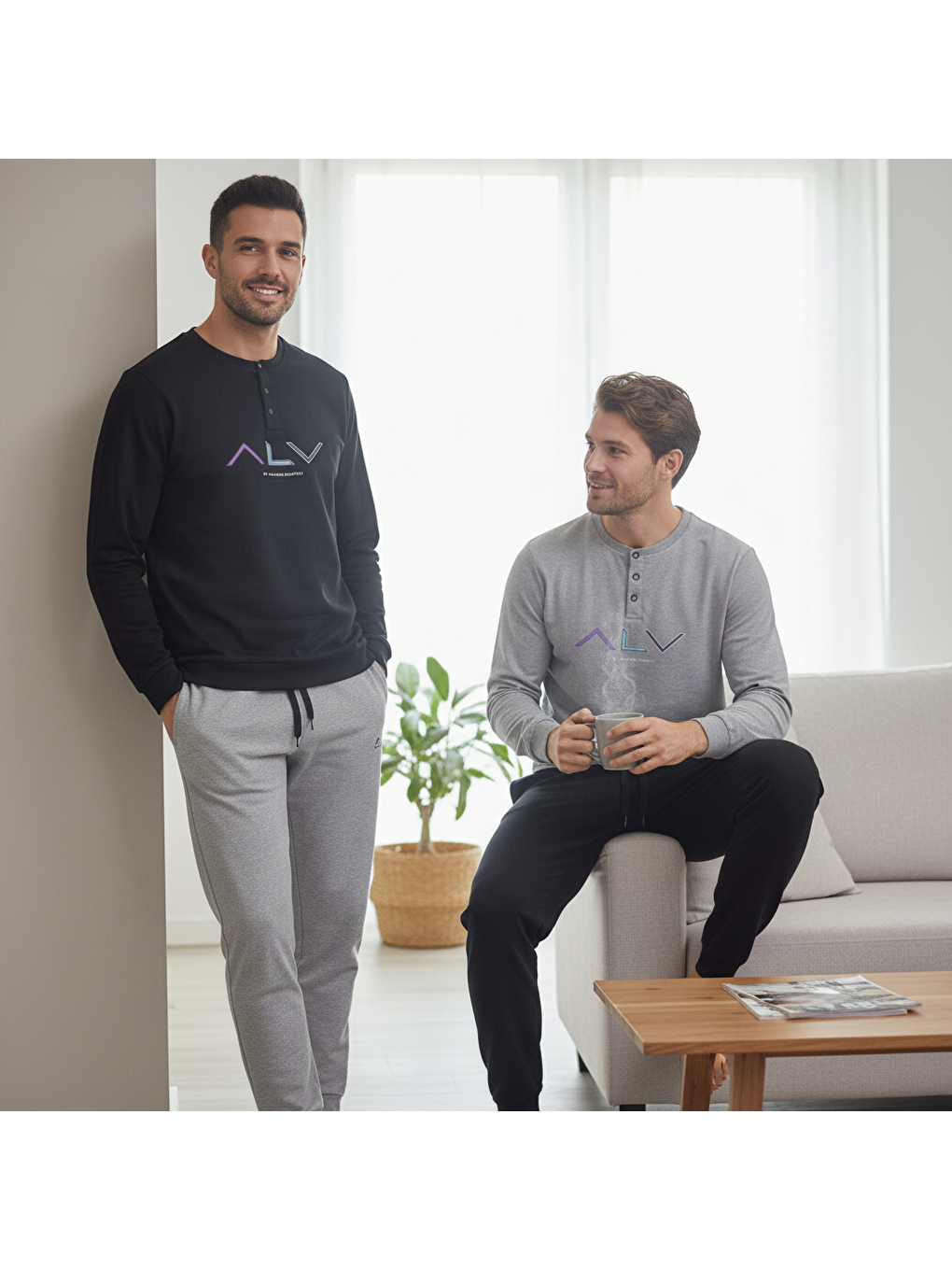 Karışık Erkek Pamuklu Bohçalık Ve Çeyizlik 2 Adet 2'li Pijama Takımı ( Al009 V1, Al009 V2 ) Bb2479