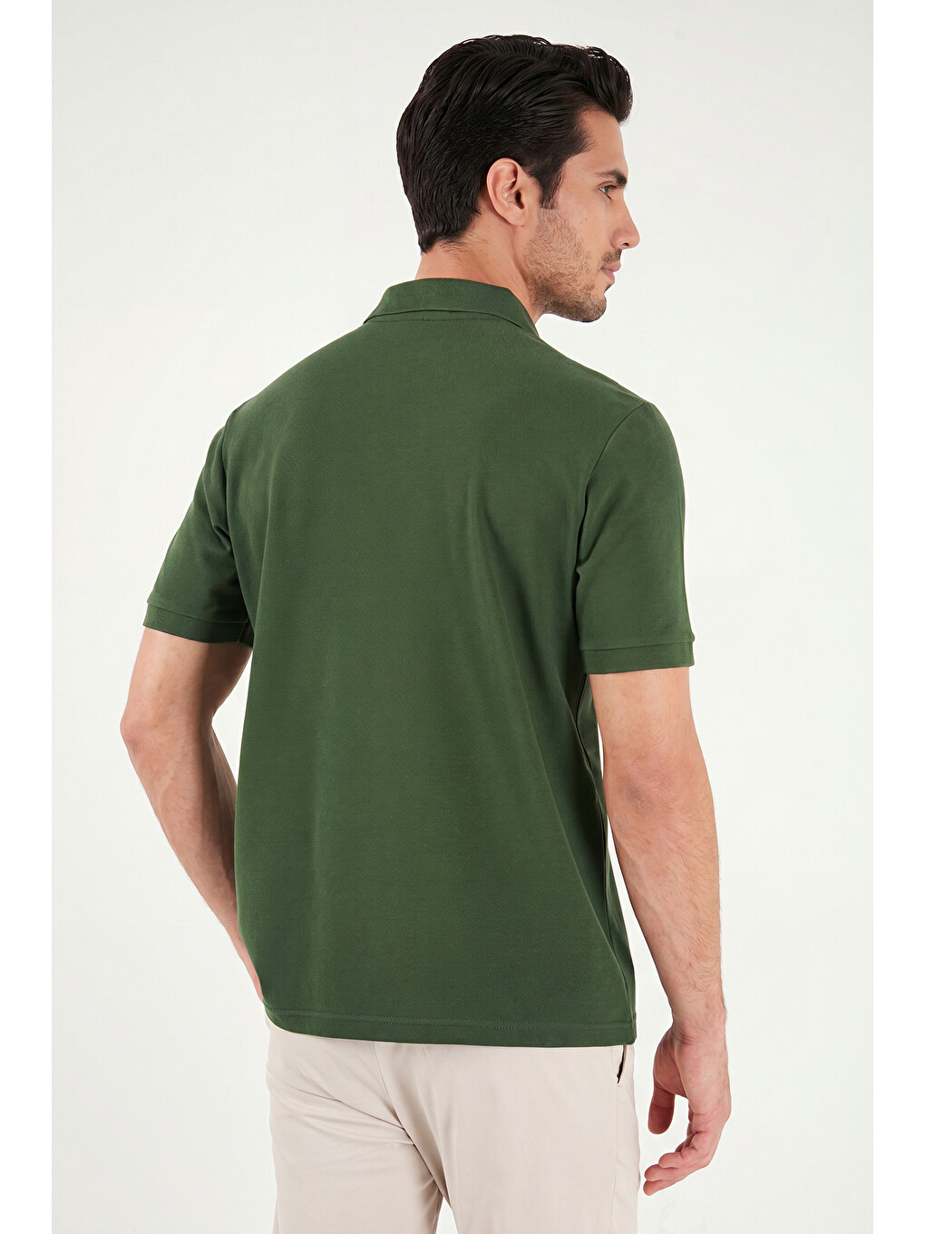 Yeşil Regular Fit Fermuarlı Polo T Shirt 5904069-6