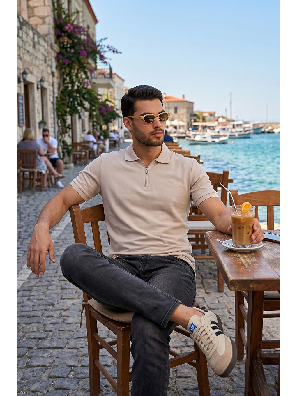 Bej Regular Fit Fermuarlı Polo T Shirt 5904069