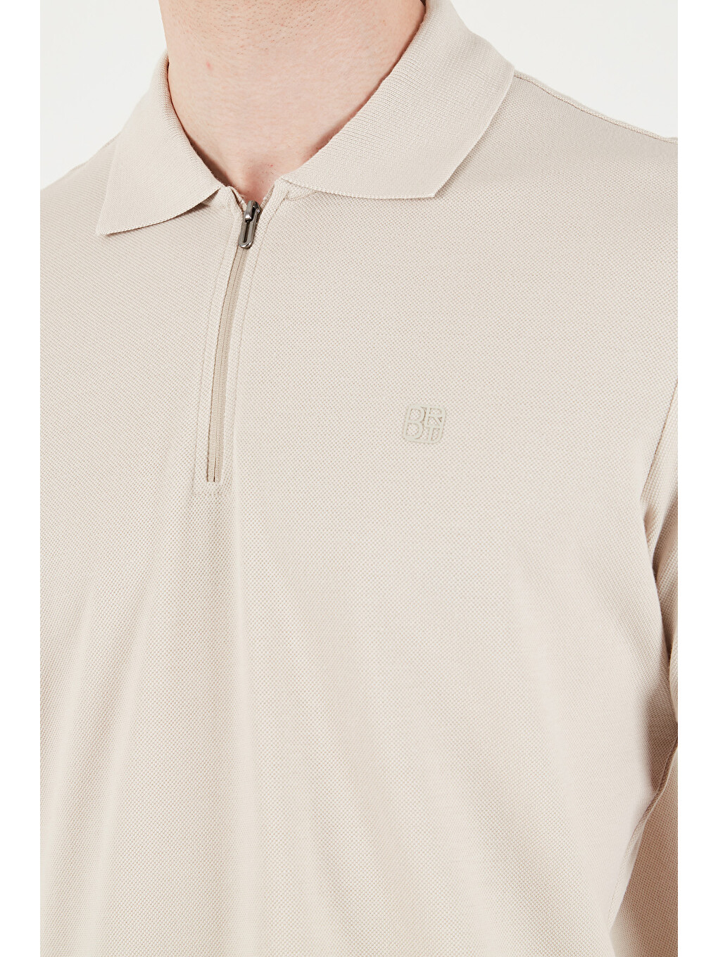Bej Regular Fit Fermuarlı Polo T Shirt 5904069-5