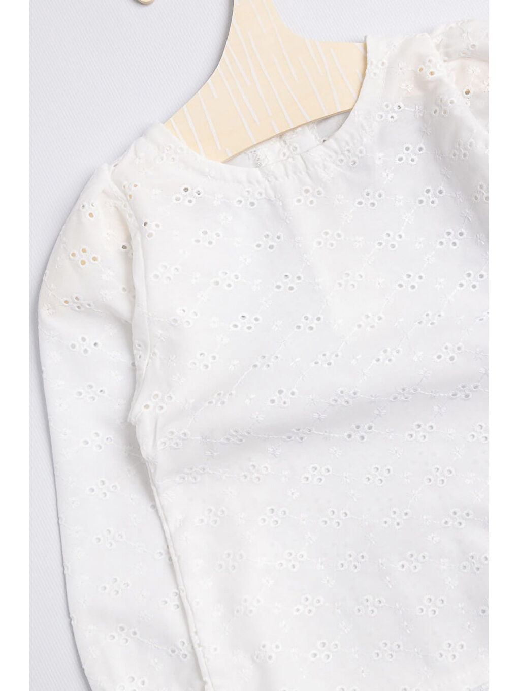 Beyaz Uzun Kollu Fisto Kız Çocuk Bluz-2