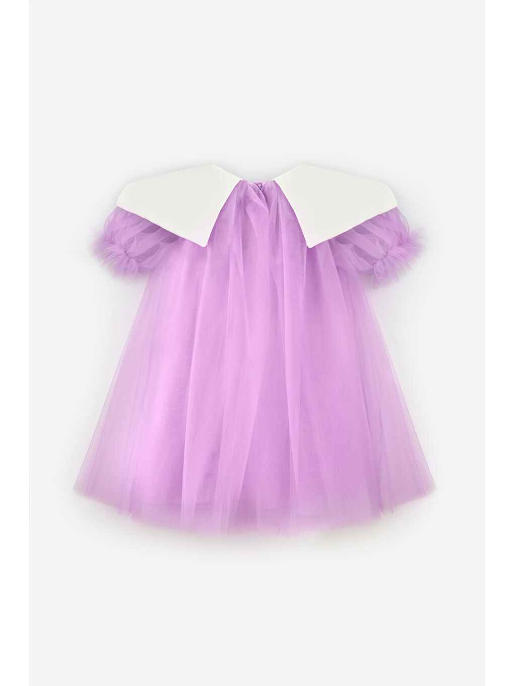 Lila Sivri Yakalı Kız Çocuk Tül Elbise - Nicole-5