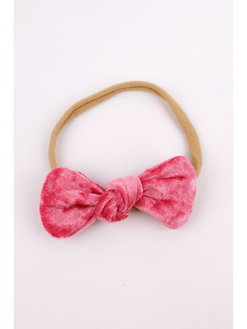 Pembe Kadife Fiyonk Kız Çocuk Saç Bandı-1