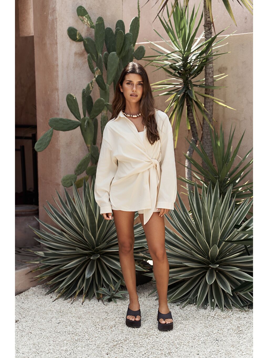 Ester Bağlamalı Sarı Gömlek-1