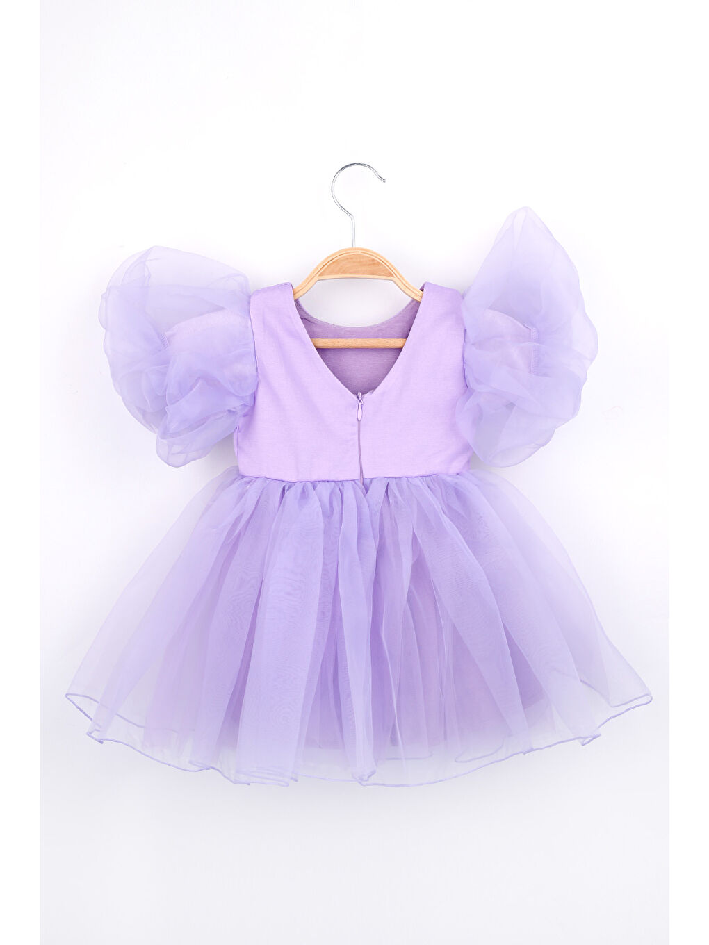 Lila Taçlı Organze Kız Çocuk Parti Elbisesi - Carlene-3