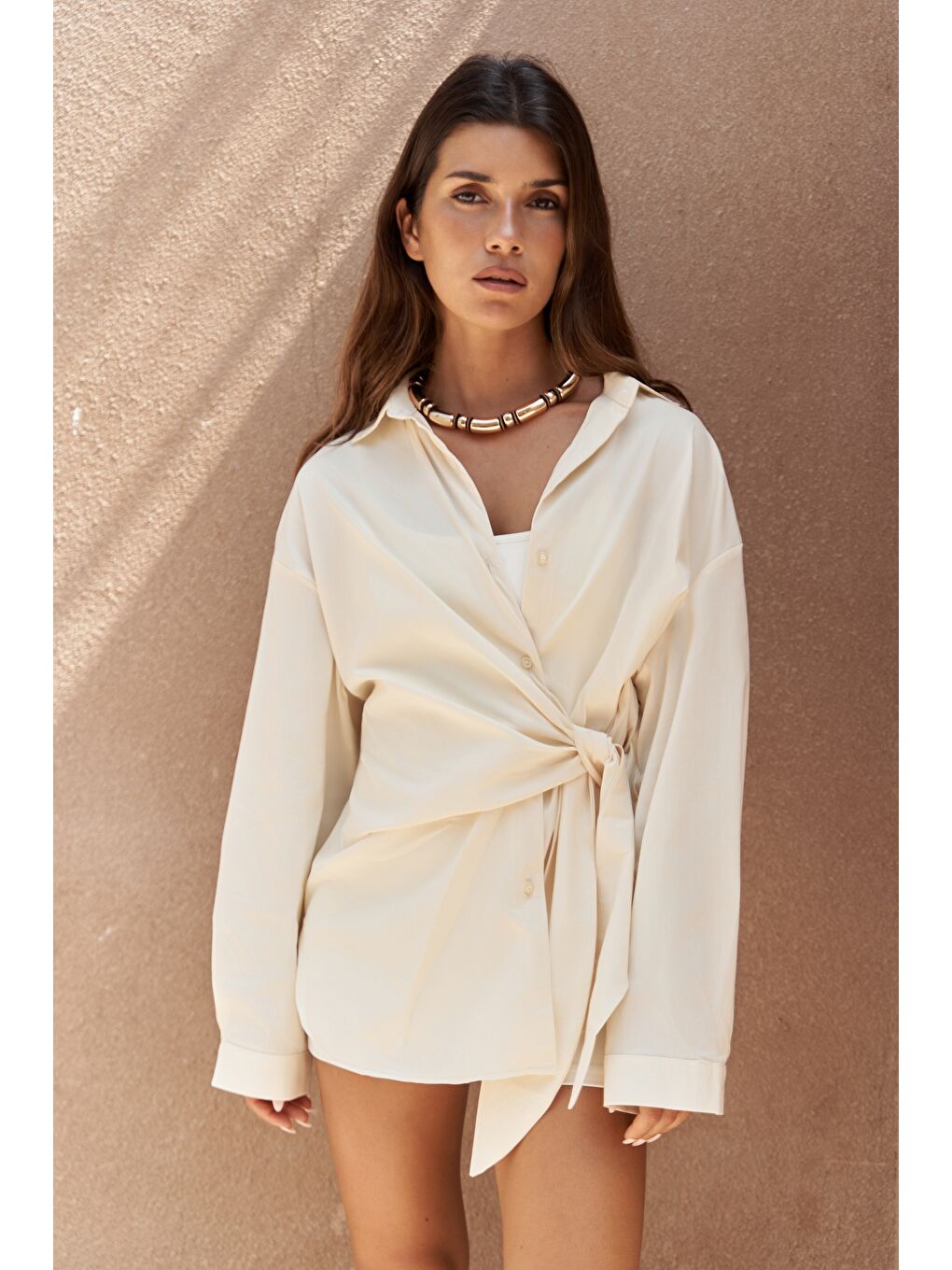 Ester Bağlamalı Sarı Gömlek-2