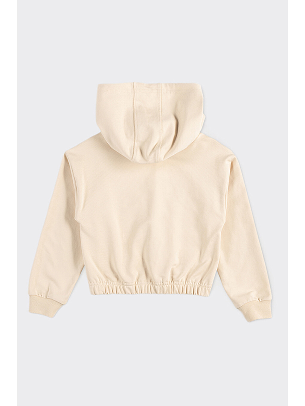 Kız Çocuk Baskı Detaylı Kapüşonlu Bej Sweatshirt-4