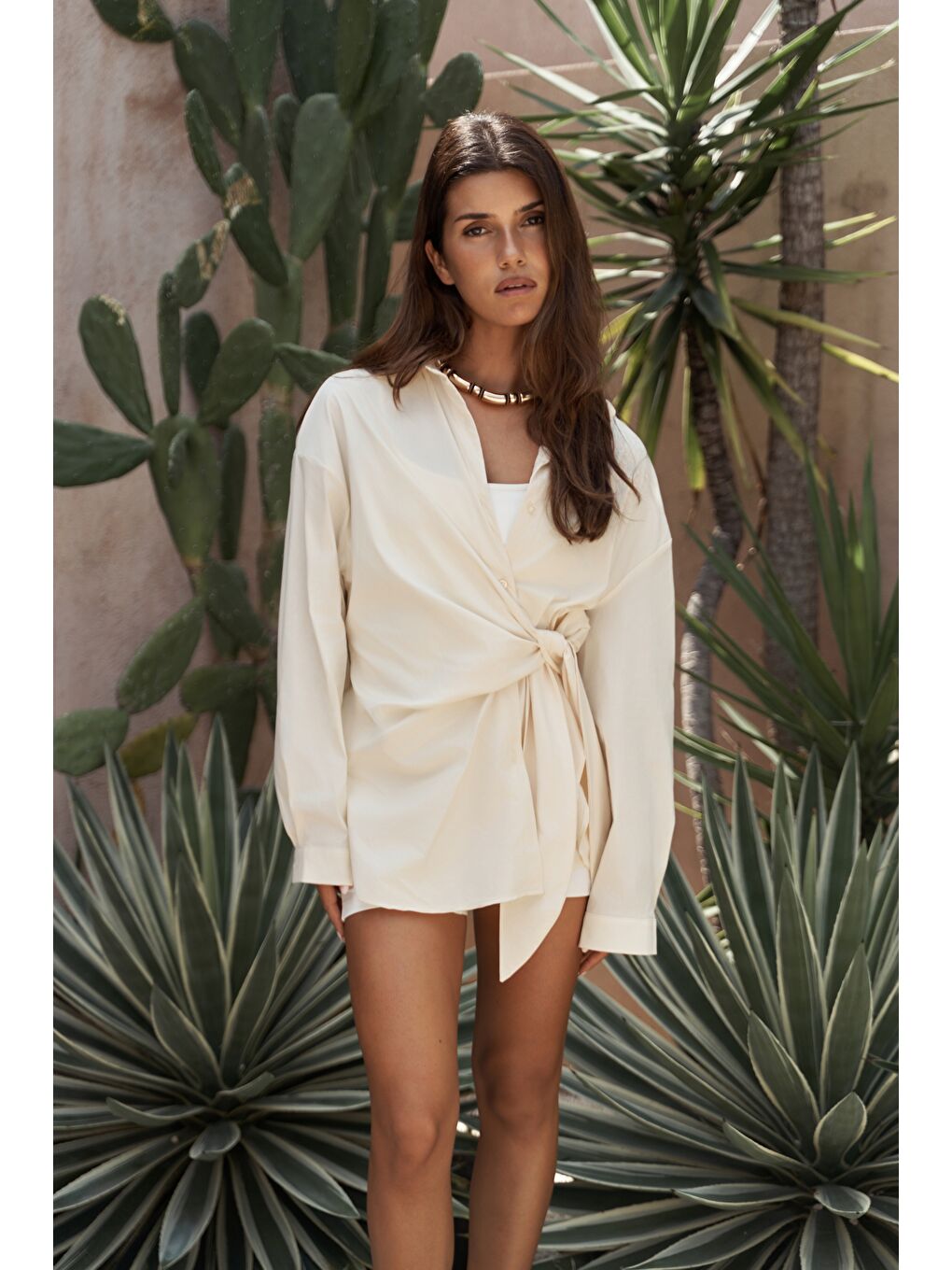 Ester Bağlamalı Sarı Gömlek-4