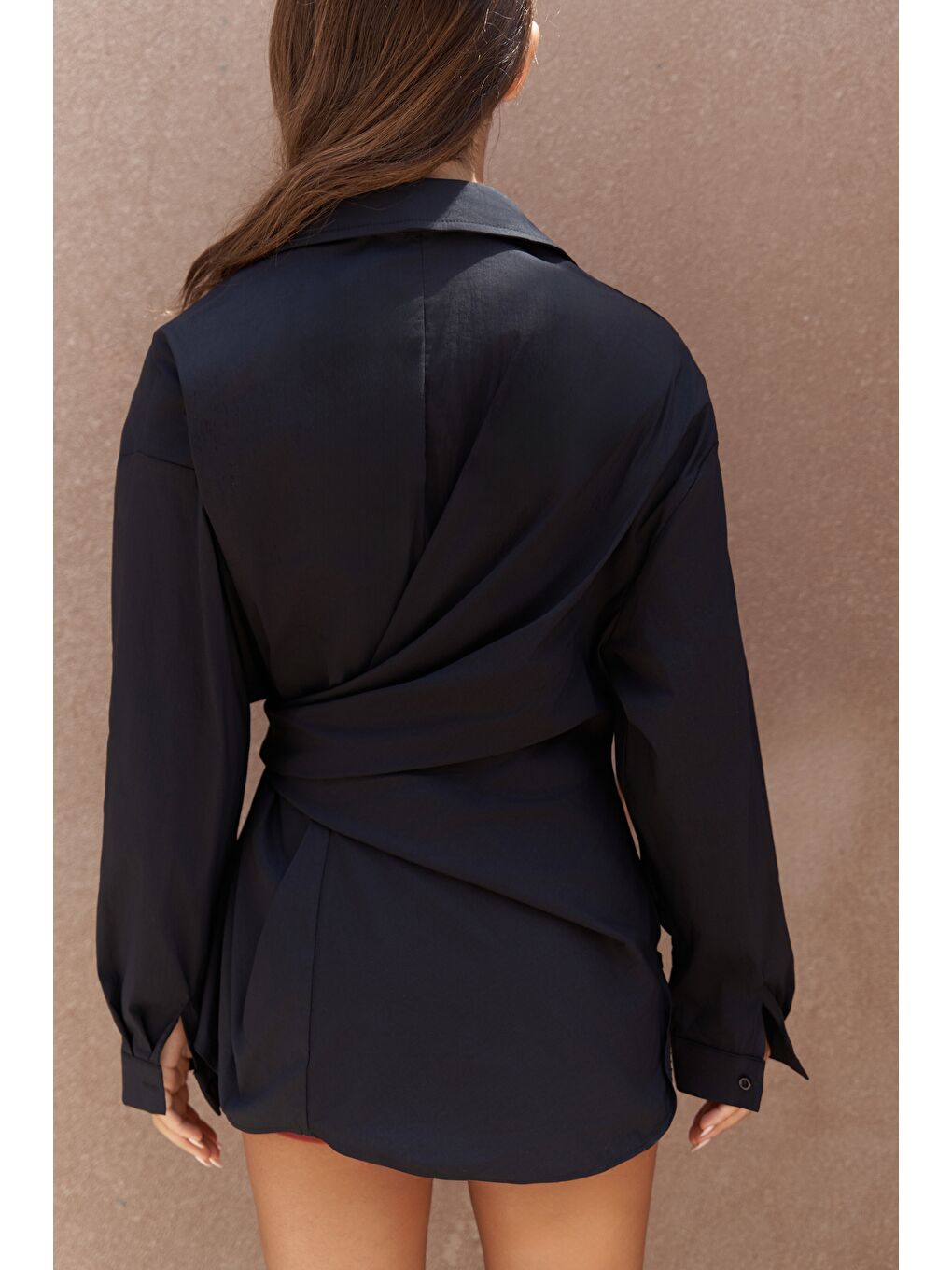 Ester Bağlamalı Siyah Gömlek-4