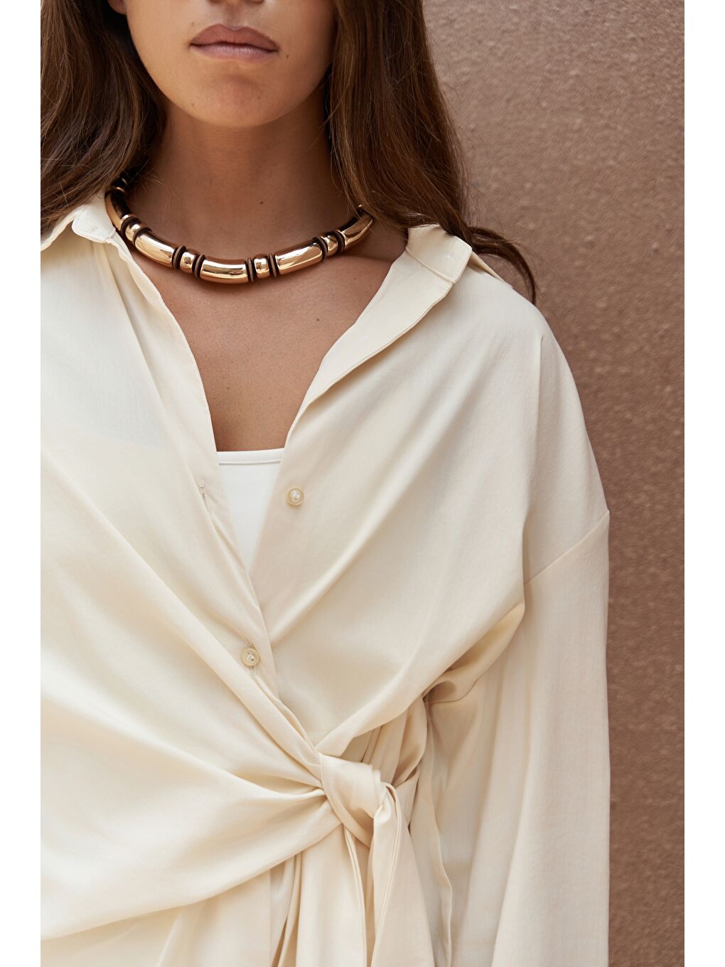 Ester Bağlamalı Sarı Gömlek-6