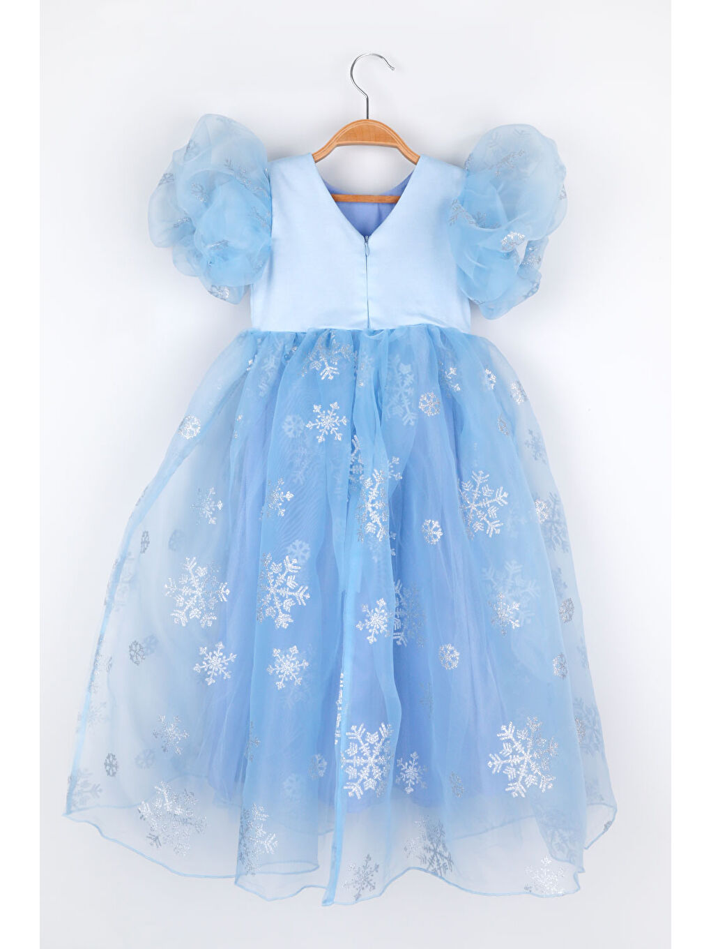 Mavi Yıldızlı Tül Etekli Kız Çocuk Elbise - Elsa-5