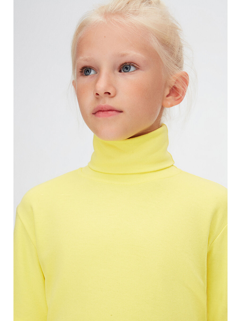 Fosforlu Sarı Kız Çocuk Balıkçı Yaka Uzun Kollu Badi-2