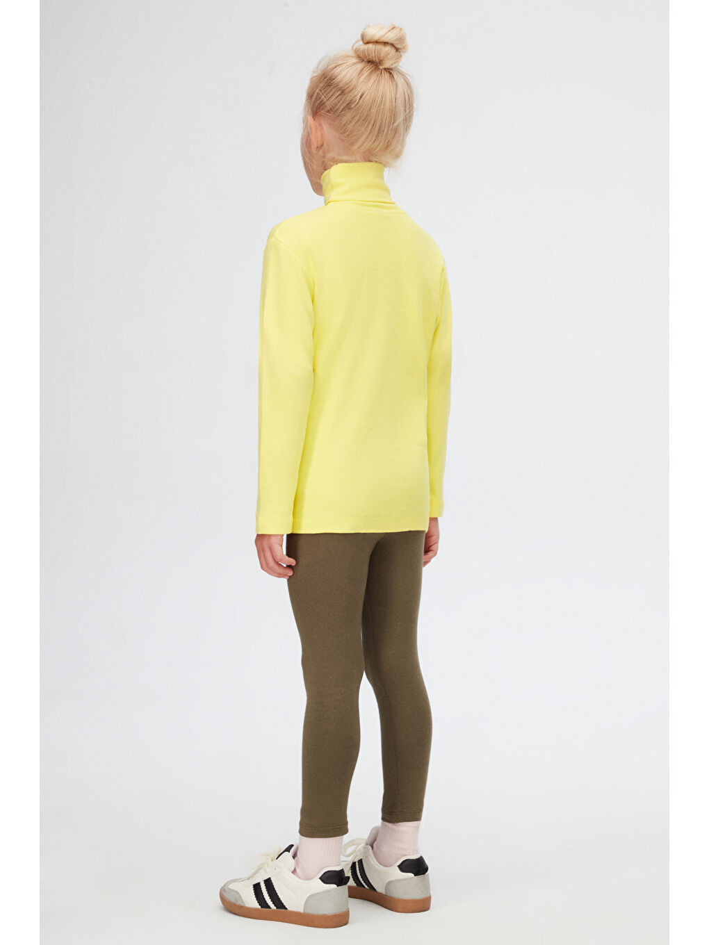 Fosforlu Sarı Kız Çocuk Balıkçı Yaka Uzun Kollu Badi-3