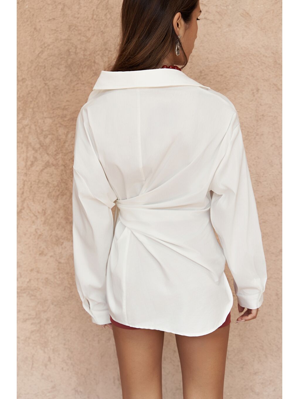 Ester Bağlamalı Ekru Gömlek-3