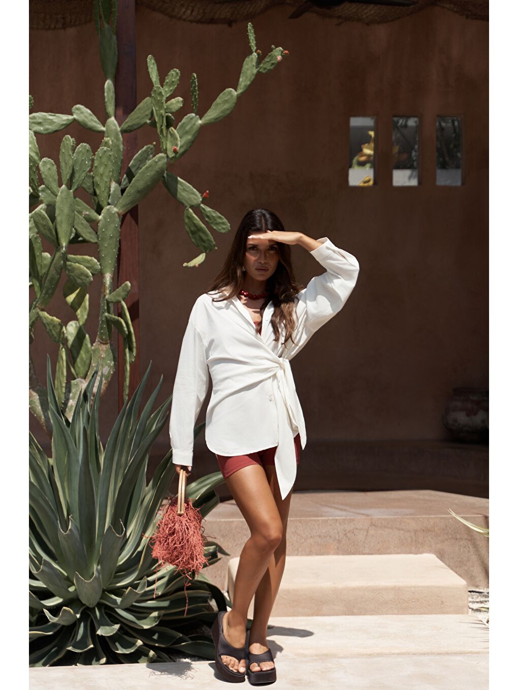 Ester Bağlamalı Ekru Gömlek-4