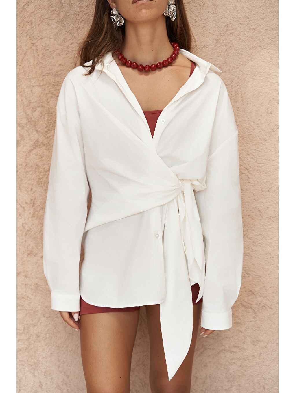 Ester Bağlamalı Ekru Gömlek-5