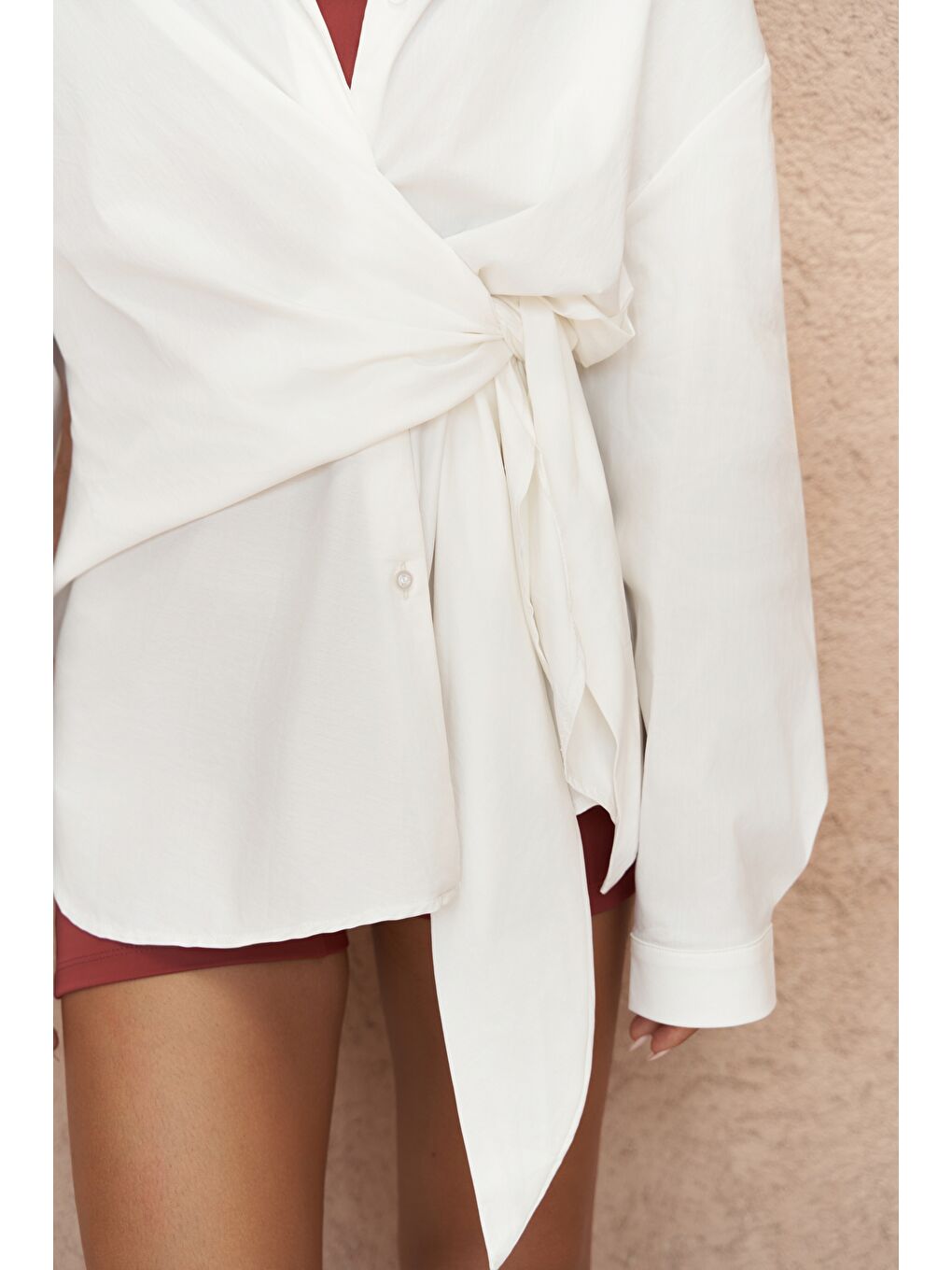 Ester Bağlamalı Ekru Gömlek-6