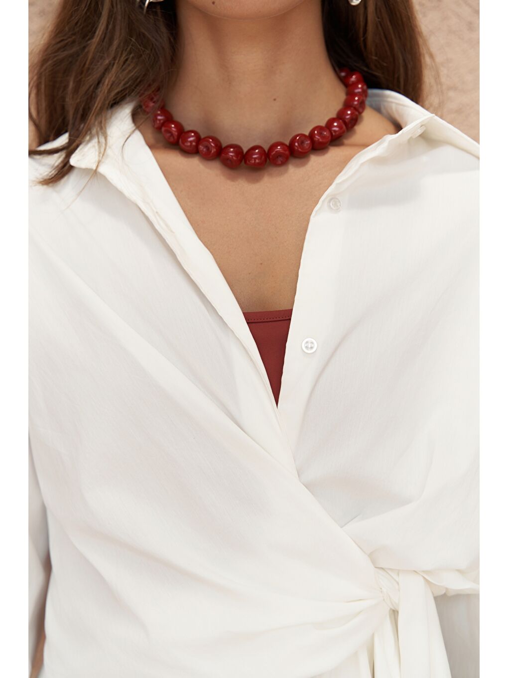 Ester Bağlamalı Ekru Gömlek-7