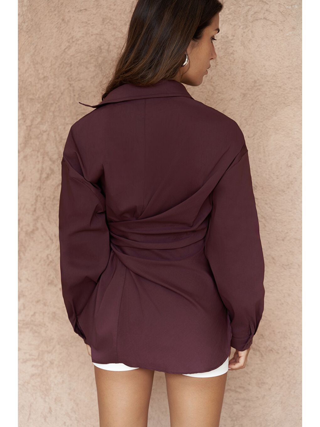 Ester Bağlamalı Bordo Gömlek-7