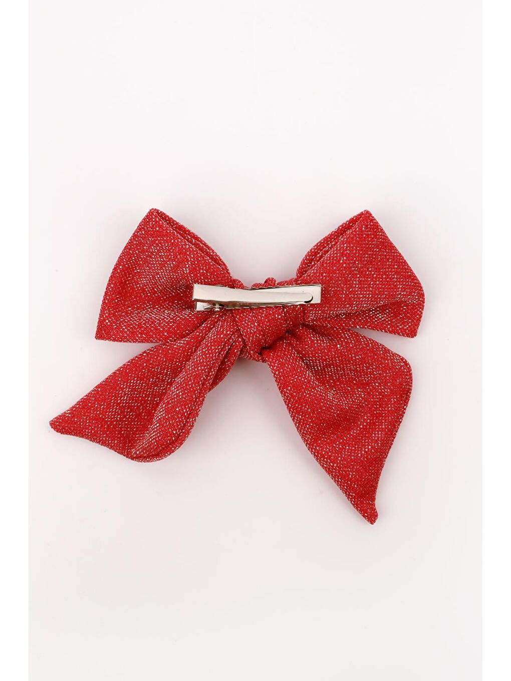 Kırmızı Simli Fiyonk Kız Çocuk Klips Toka-1