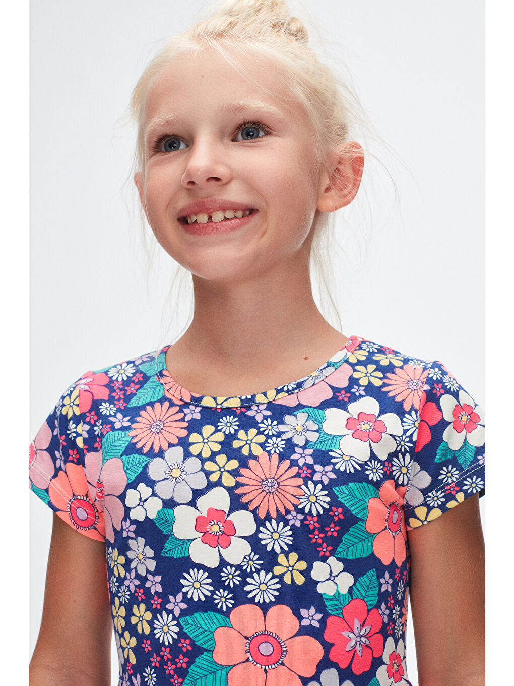 Karışık Neon Garden Kız Çocuk Desenli Kısa Kollu Elbise-2