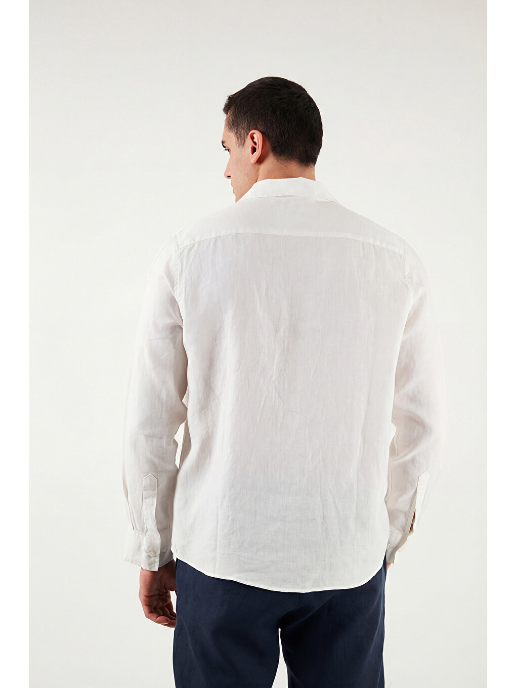 Beyaz Pamuklu Regular Fit Klasik Yaka Uzun Kollu % 100 Keten Gömlek Cf26s1210000-5