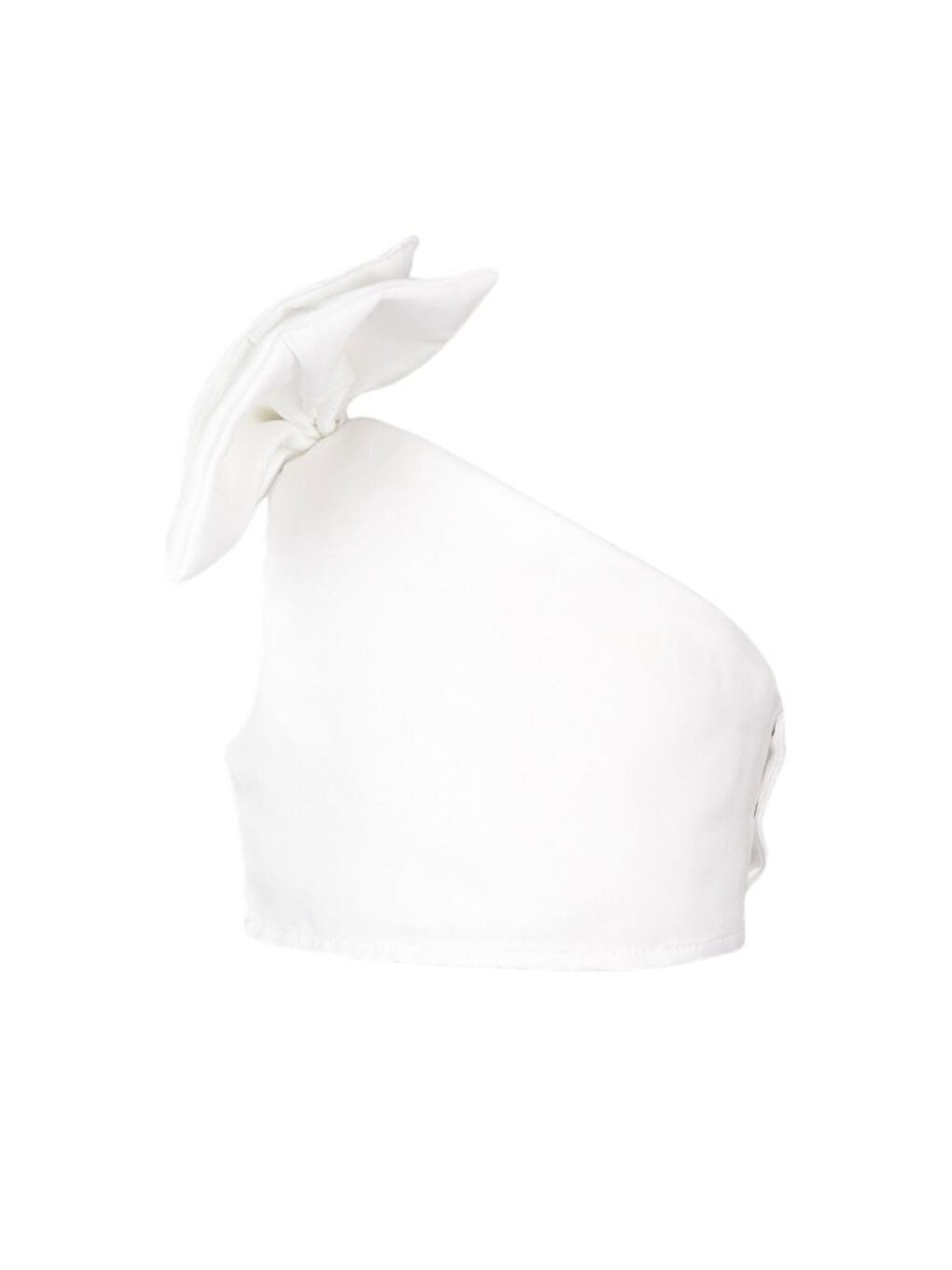 Beyaz Tek Omuzlu Fiyonk Detaylı Kız Çocuk Crop Bluz-1