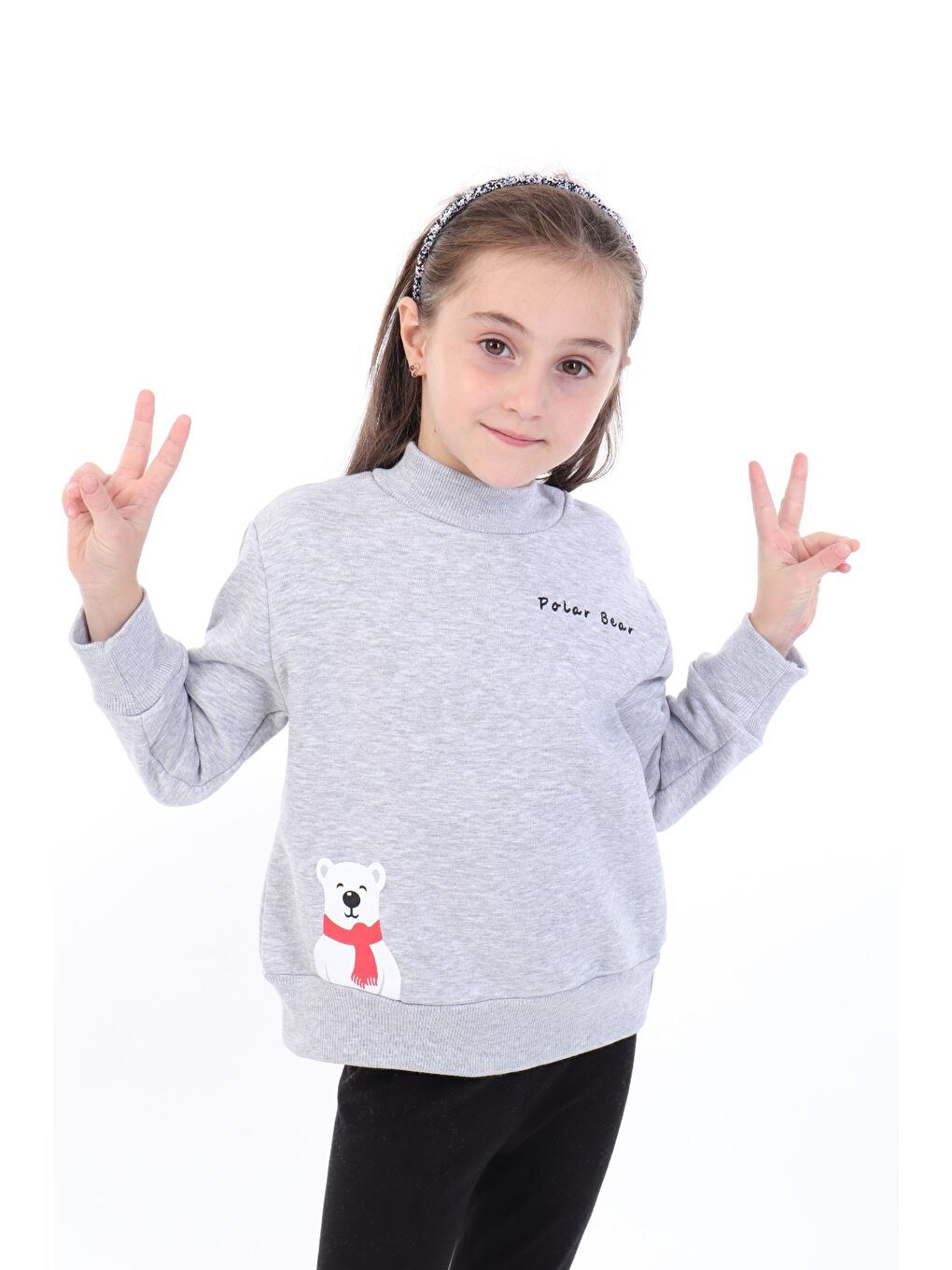 Toontoykids Gri Kız Bebek Baskılı Sweatshirt