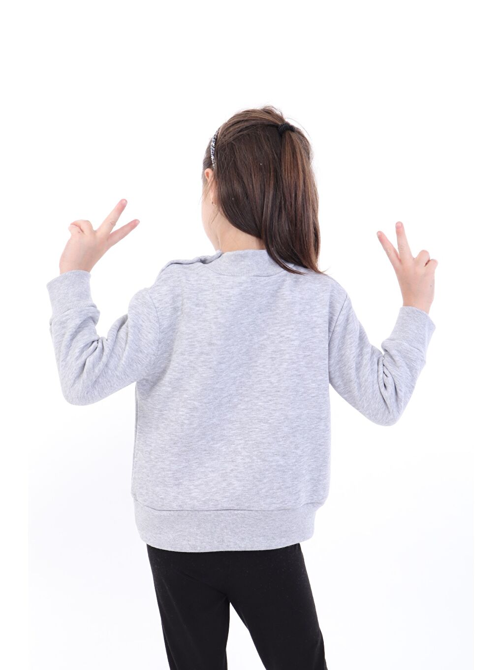 Toontoykids Gri Kız Bebek Baskılı Sweatshirt - 1