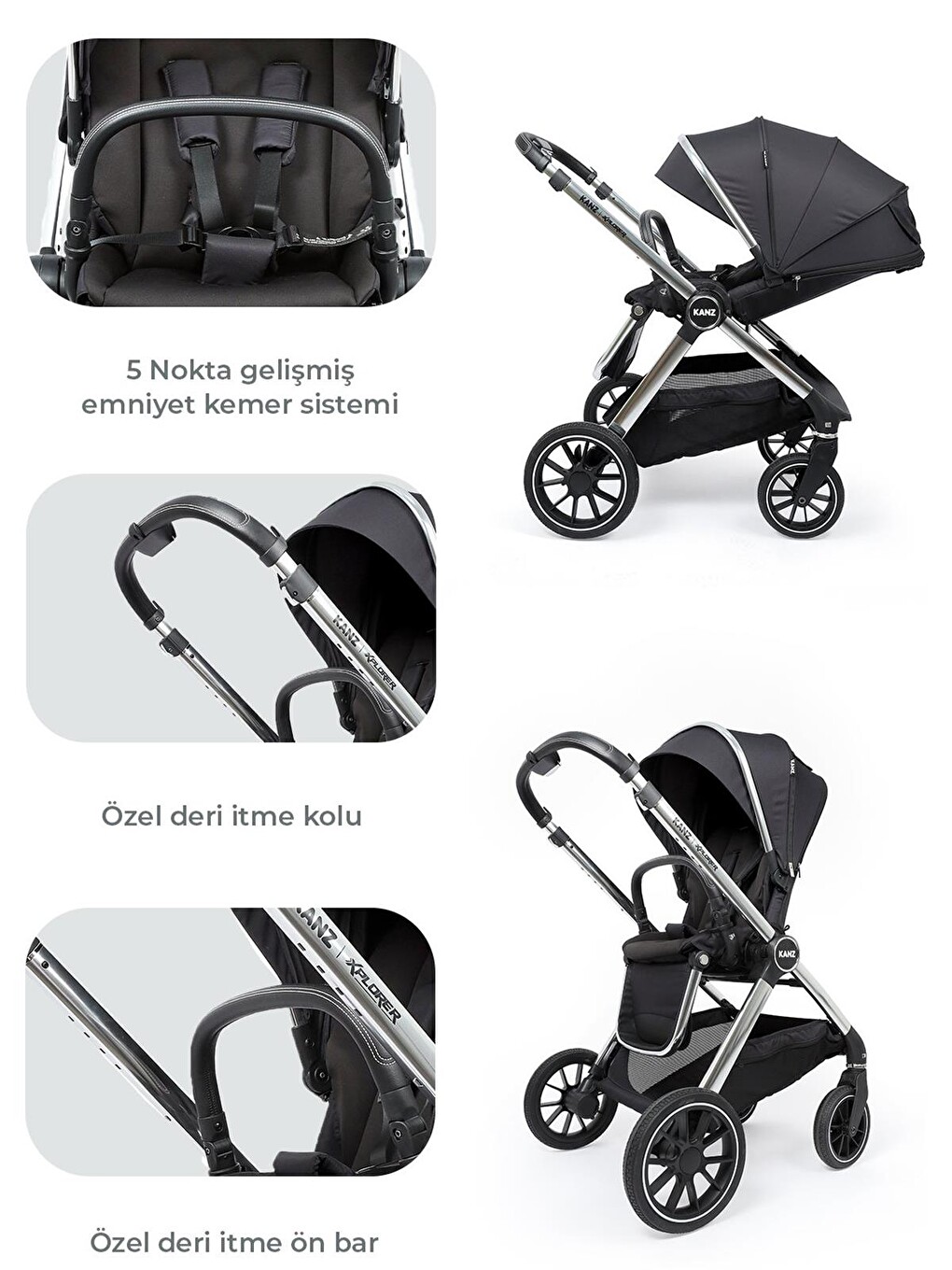 Explorer Travel Sistem Bebek Arabası - Siyah-5