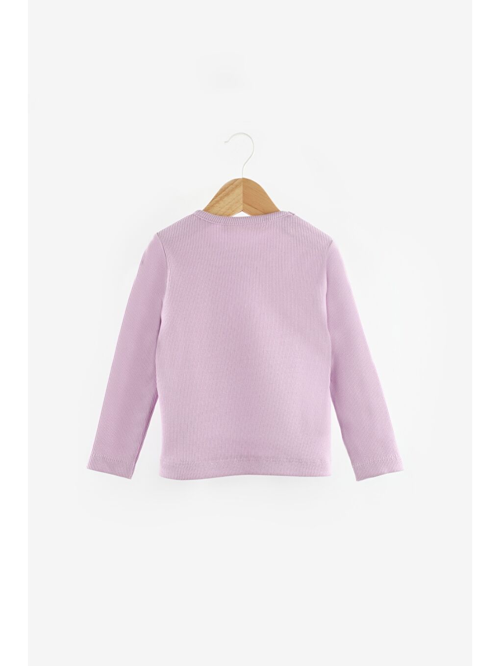 Lila Kalp Nakışlı Fitilli Kız Çocuk Tişört-1