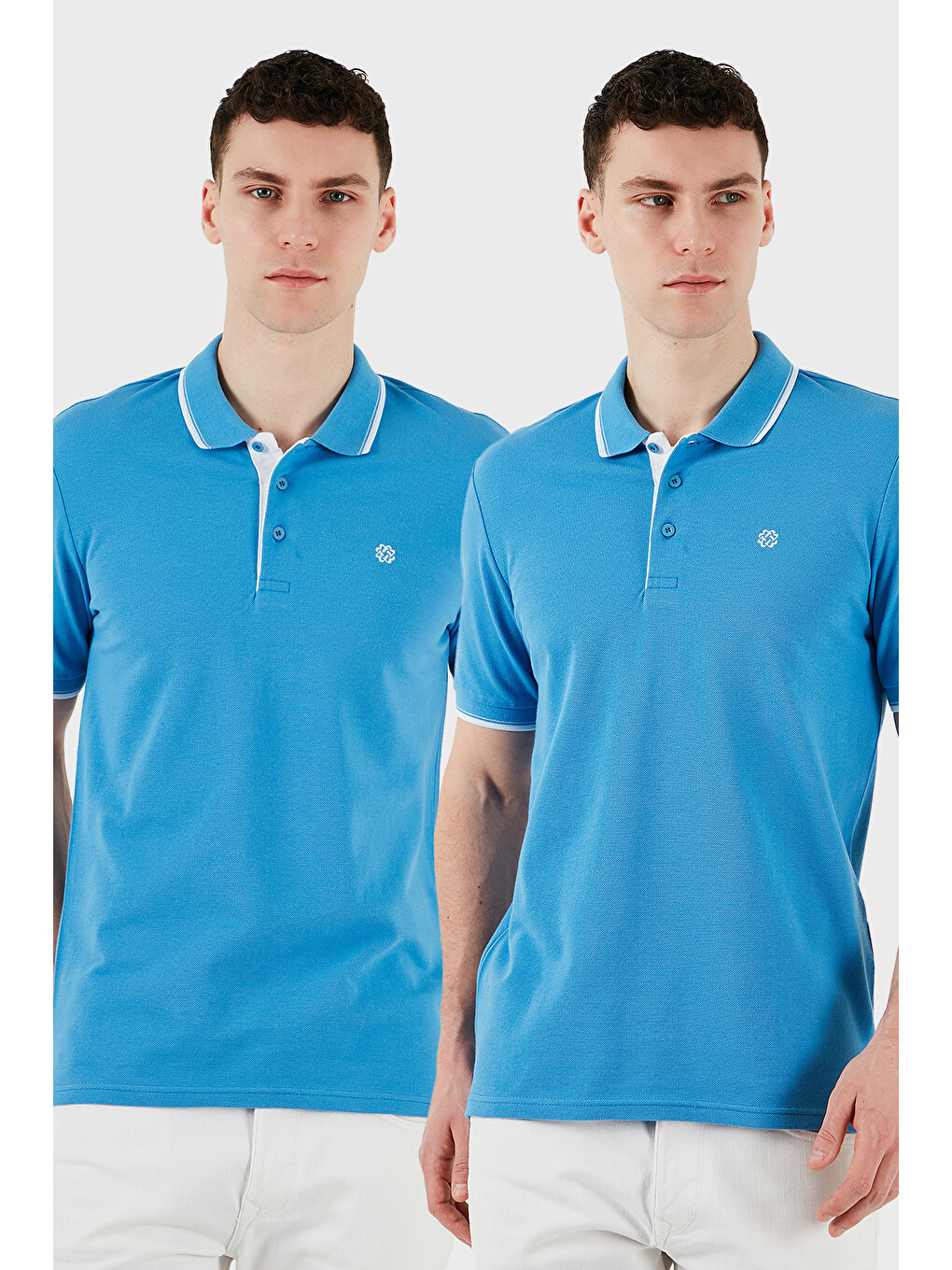 Mavi Pamuklu Slim Fit Düğmeli 2'li Paket Polo Yaka T Shirt 5902118s2