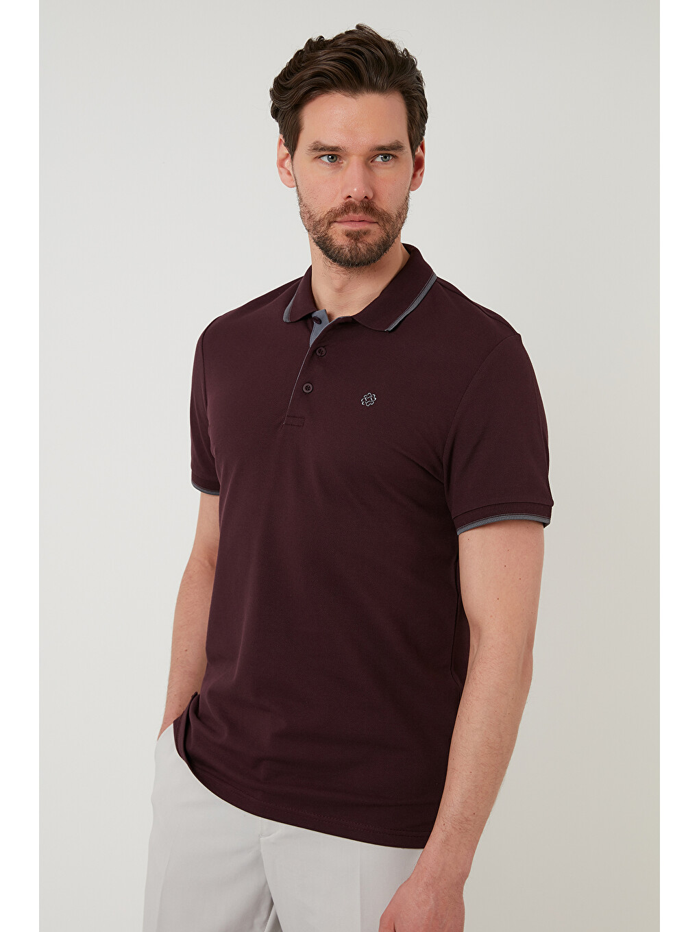 Kırmızı Pamuklu Slim Fit Düğmeli 2'li Paket Polo Yaka T Shirt 5902118s2-1