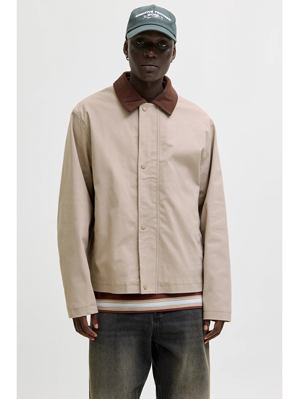 Bej Jack &Jones Essentials Jjegraham Pamuklu Regular Fit Kadife Yaka Mont 12288889