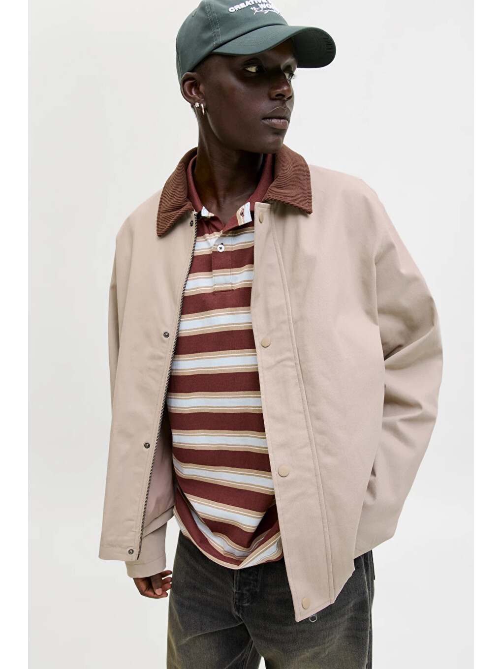 Bej Jack &Jones Essentials Jjegraham Pamuklu Regular Fit Kadife Yaka Mont 12288889-2