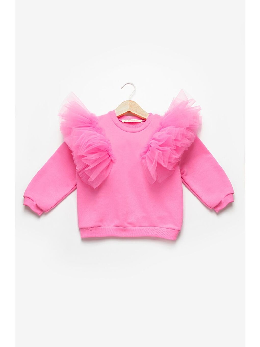 Pembe Omuzları Tül Detaylı Kız Çocuk Eşofman Takımı - Malory-4